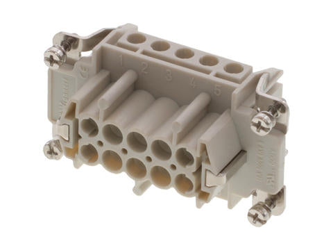 936010231 GWconnect Screw Terminal Insert, Female, 10-Pole, 16A, with Wire Protection, Silver (Ag) Plated Contacts, Size 10B «57x27»