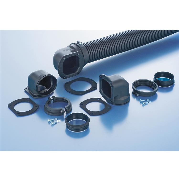 BGOV-70 Nylon GOV Flange - 90 Degree Elbow Connector - Fits to NW 70 - Color Black.