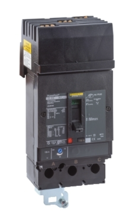 JDA36150 Circuit breaker, PowerPacT J, 150A, 3 pole, 600VAC, 14kA, I-Line, thermal magnetic, 80%, ABC