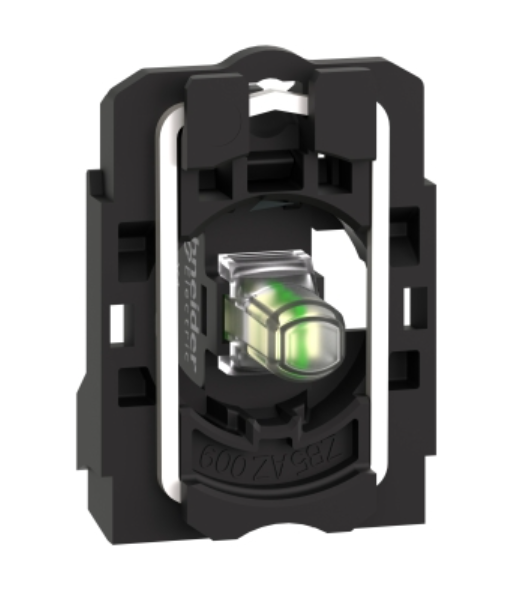 ZB5AVB1 Complete body light block assembly, Harmony XB5, plastic, universal LED, body fixing collar, 24V AC DC