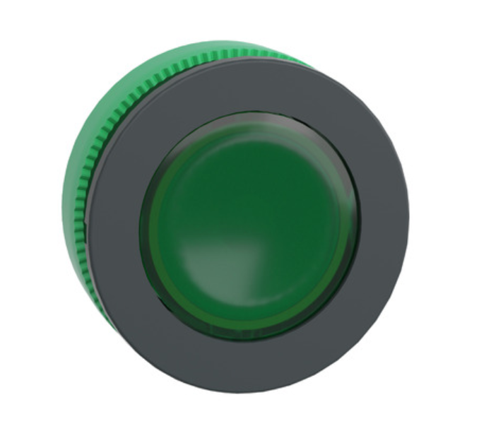 ZB5FV033 Head for pilot light, Harmony XB5, green, 30mm, universal LED, plain lens
